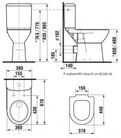 JIKA DEEP by JIKA stojící kombinační mísa, vodorovný odpad   H8236180000001